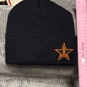 Jeffree Star Black Beanie with Orange Star Embroidery
